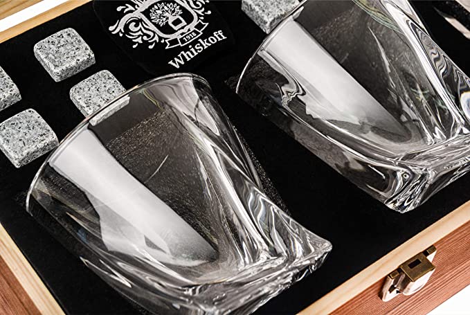Cool Stones Whiskey Glass Gift Set - 2 Whiskey